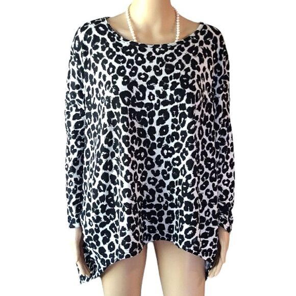 Ya Los Angeles Women's Size Large Leopard Print Long Sleeve Blouse Shirt, Top - Picture 1 of 14